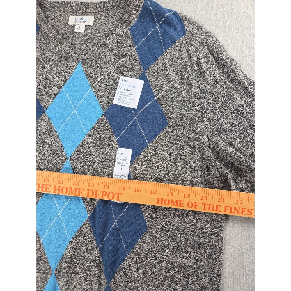 Croft & Barrow Easy Care Sweater Mens L Argyle Pullover V Neck Preppy Career NEW - Picture 6 of 10